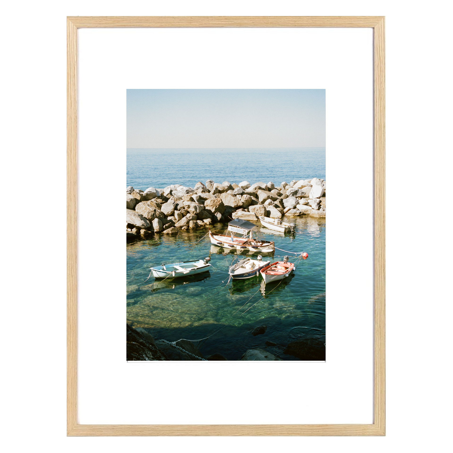 Framed Madeline Harper Ligurian Sea Boats Print