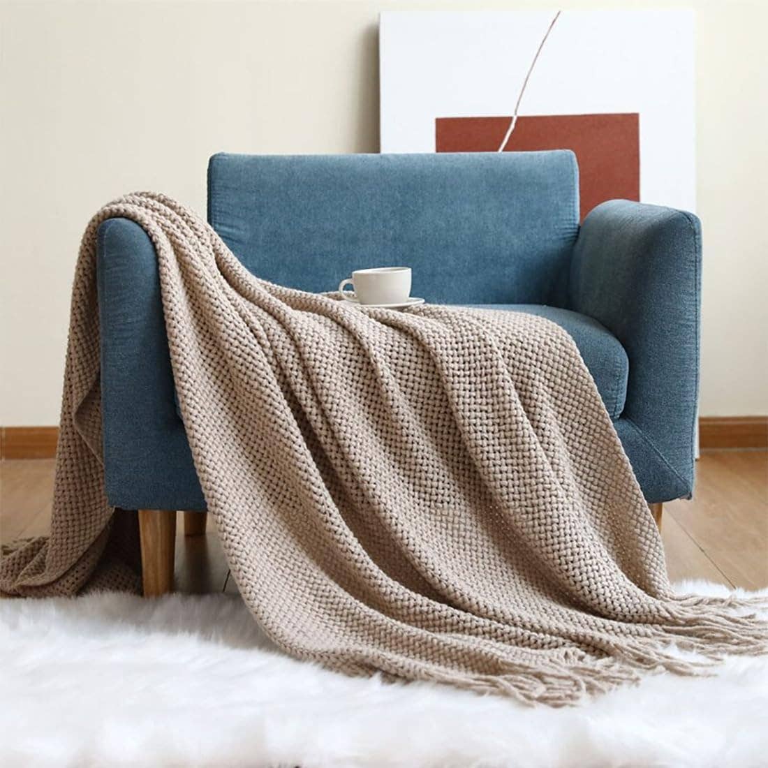 Textured Fringe Throw