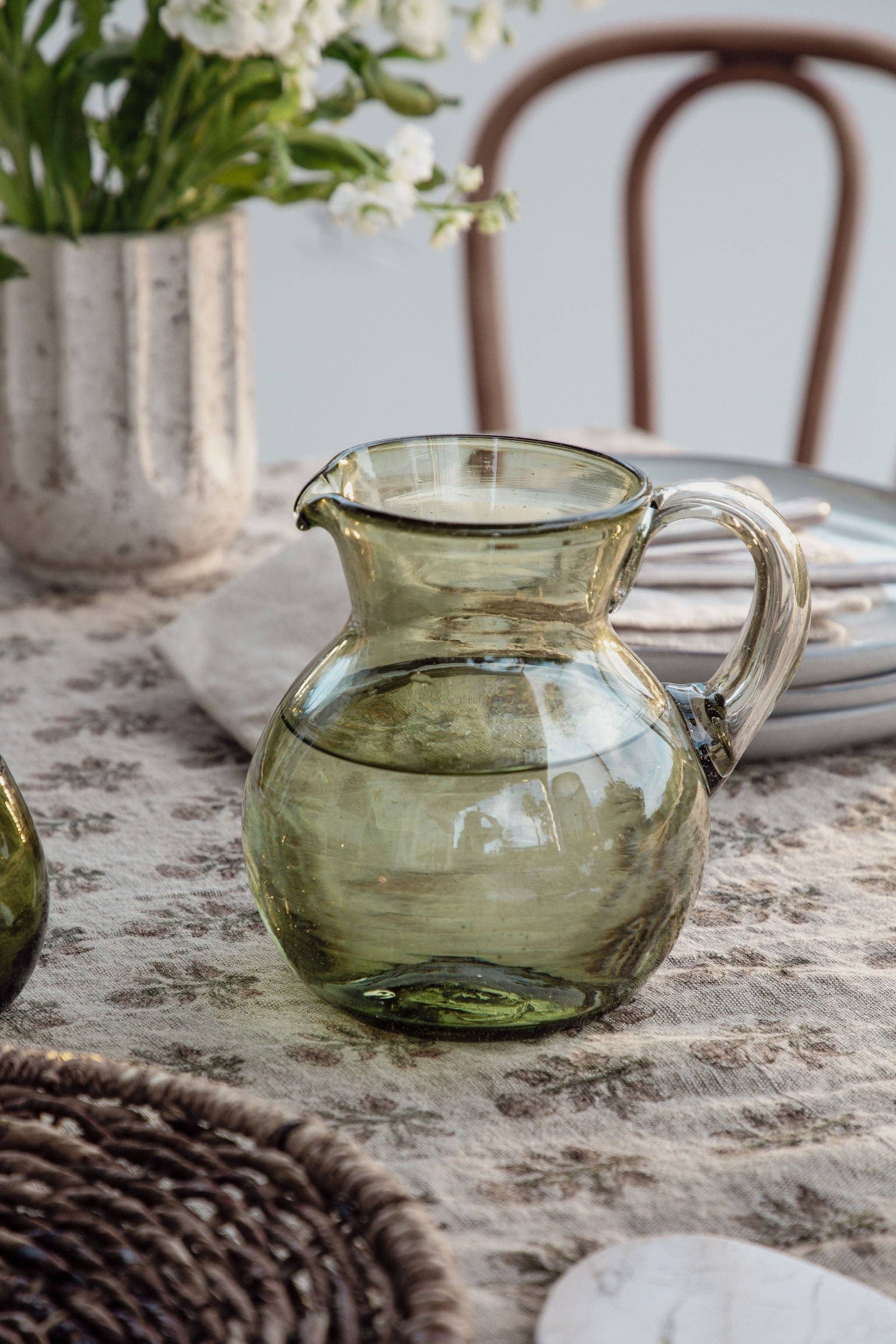 Handblown Pitcher | Olive Green