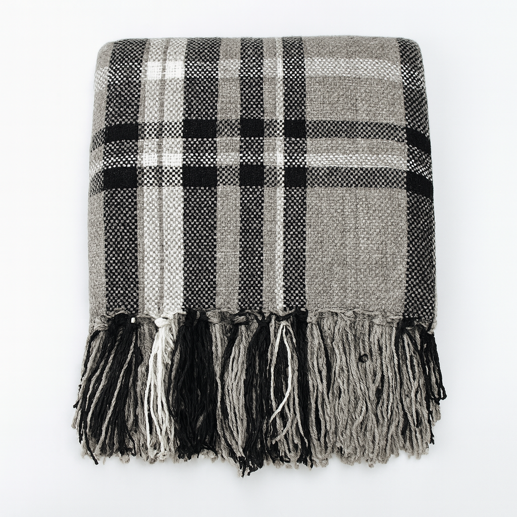 Plaid Tassel Throw