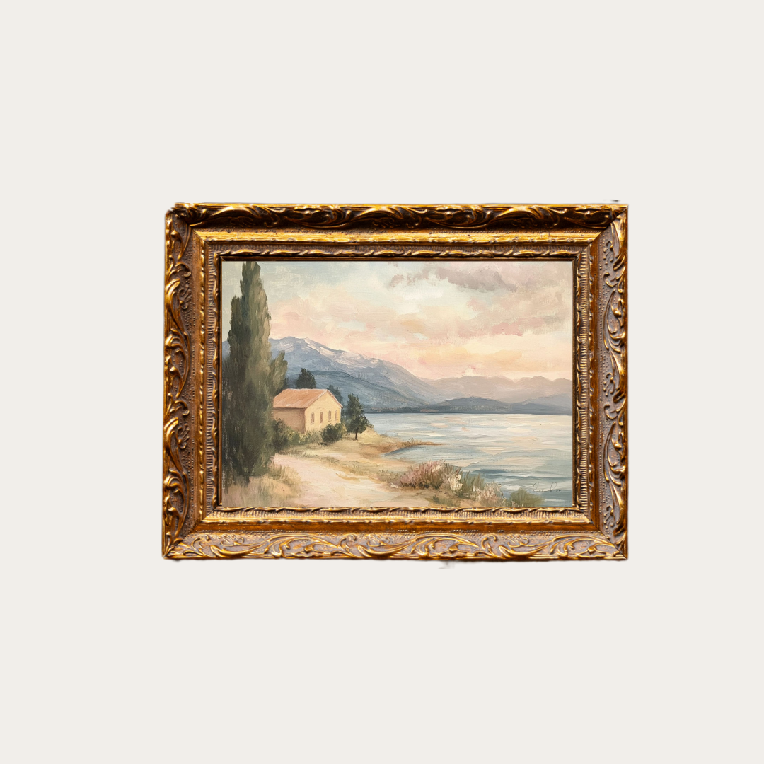 Rocky Mountain Cottage | French Brass Gold Mould Framed Art