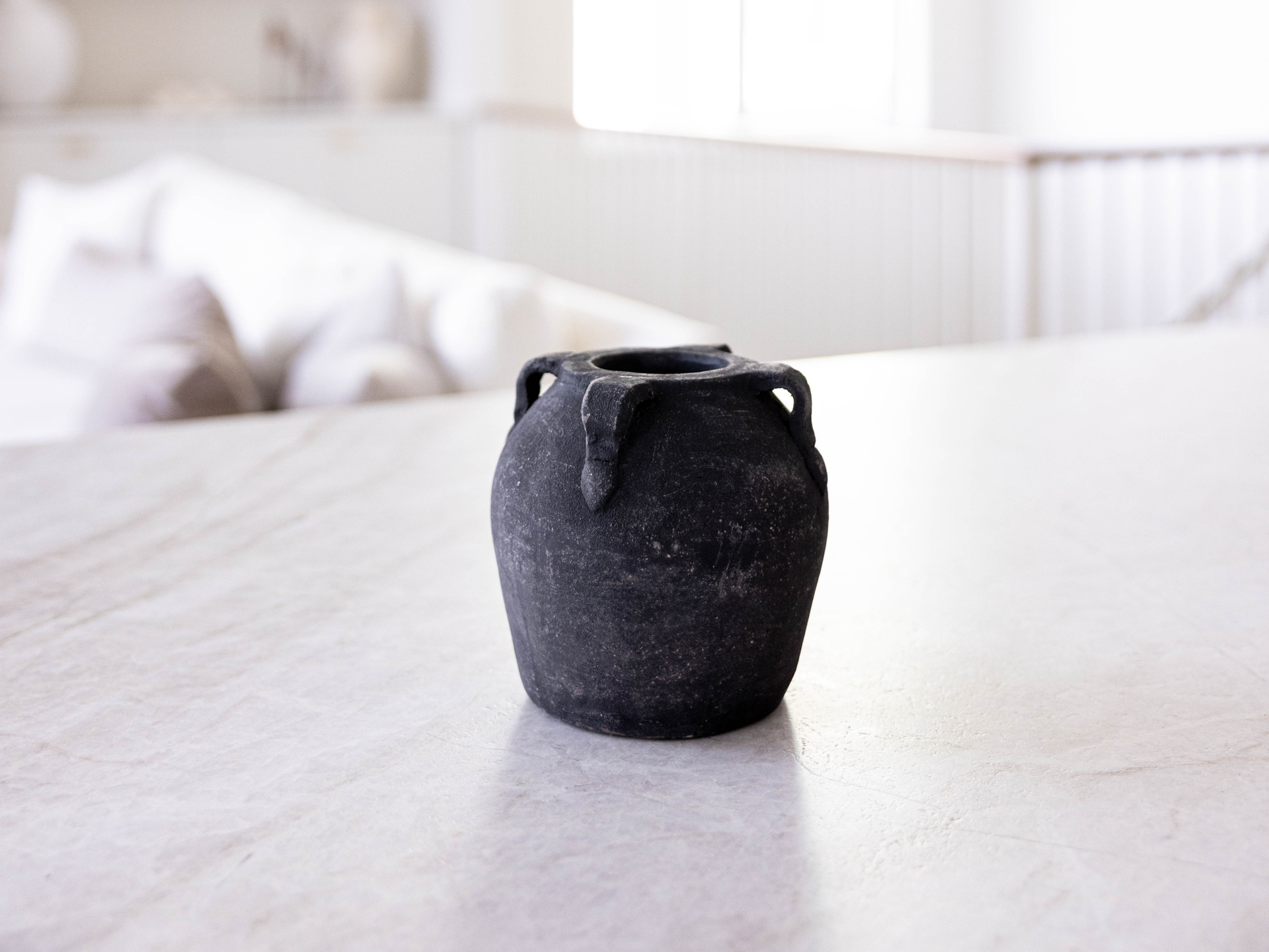 Noir Black Wash Vase With Handles Small