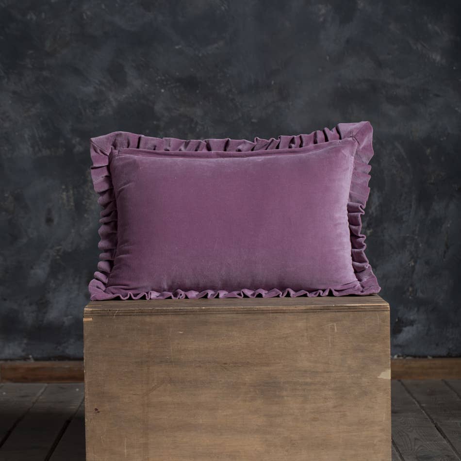 Petite Blooms Ruffled Velvet Cushion 40X60IN