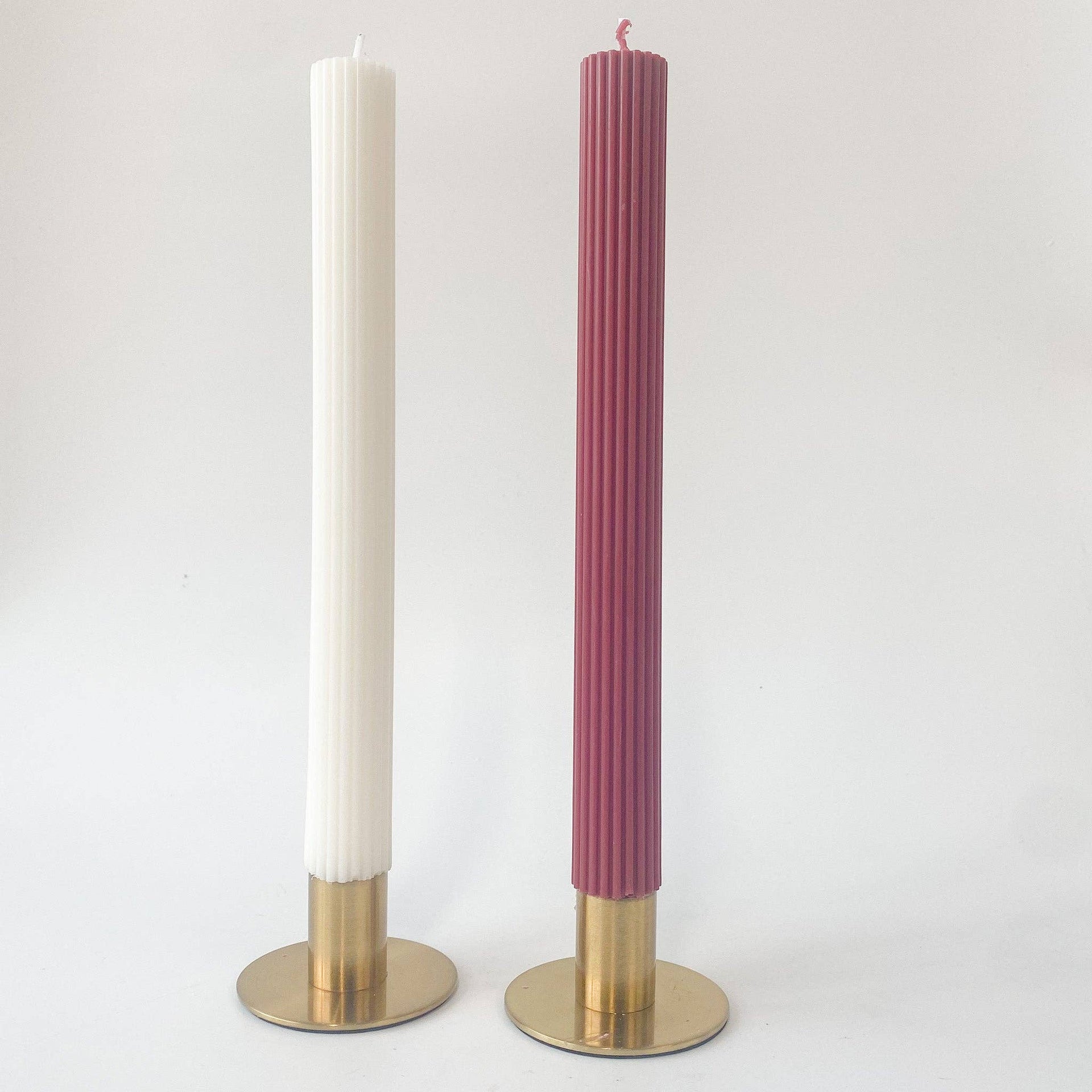 Ribbed Dinner Candle Set of 2