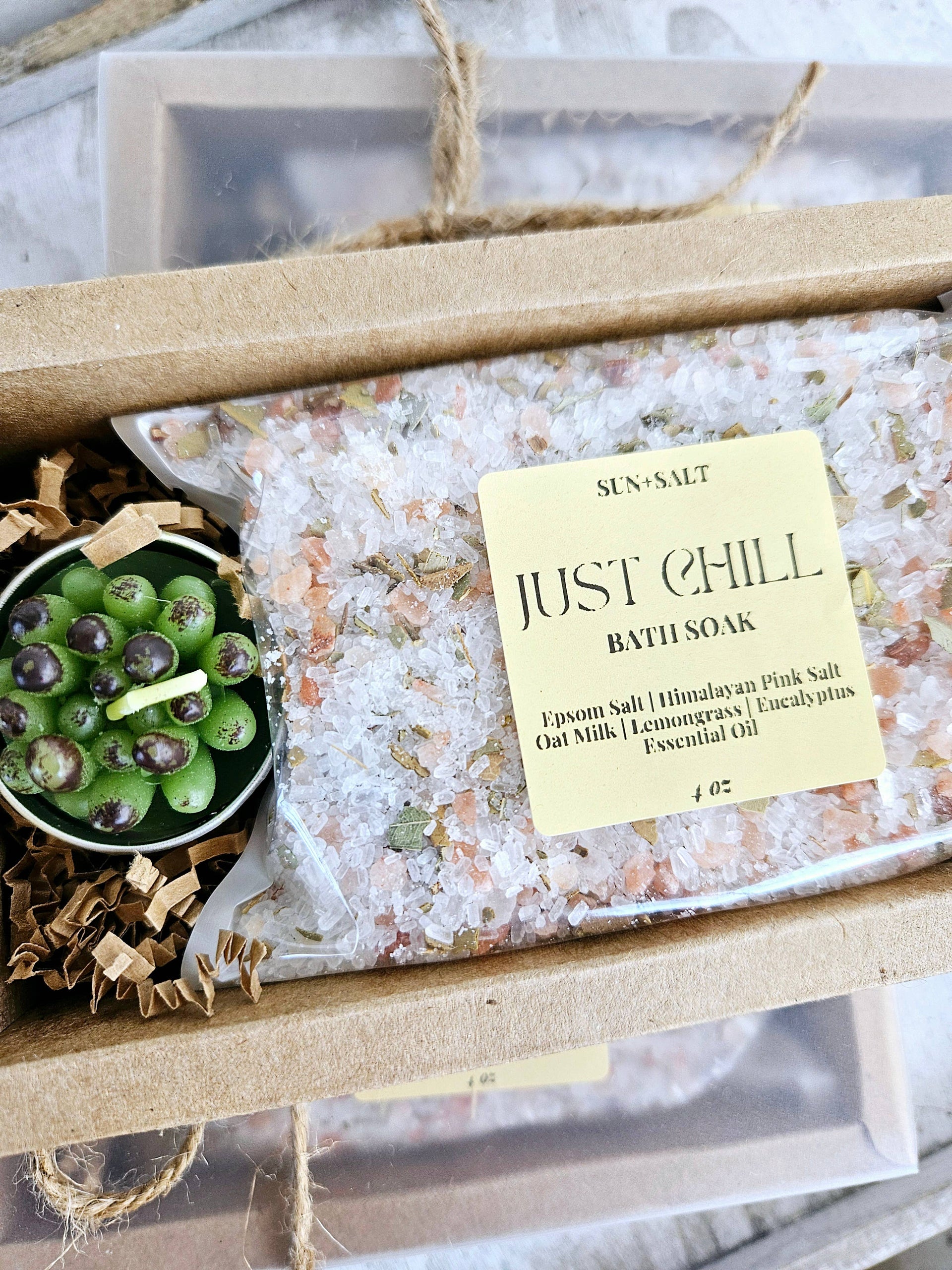 Just Chill Bath Salt & Succulent Candle Gift Set Bath Soak