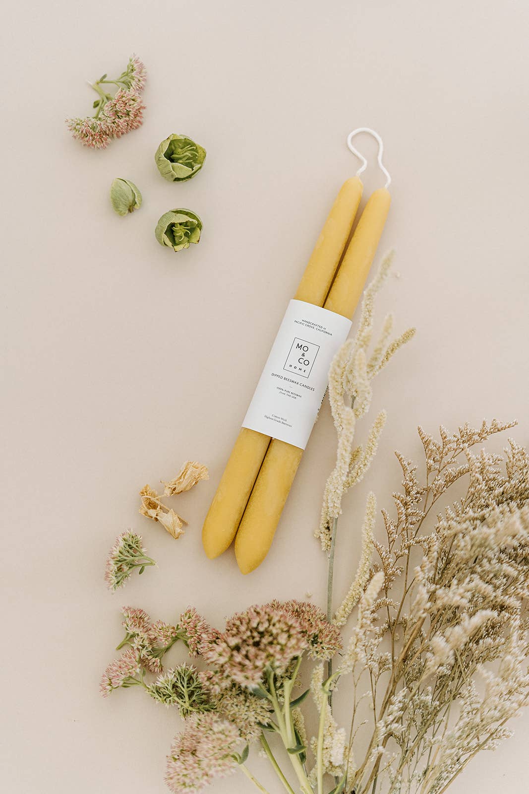 100% Beeswax Dipped Candles | Natural Gold