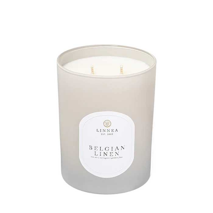 Linnea Belgian Linen Large 2-wick Candle