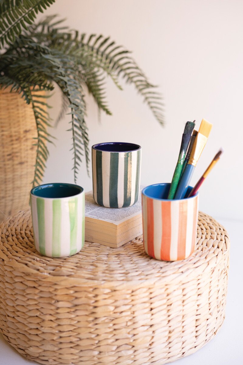 Striped Ceramic Container