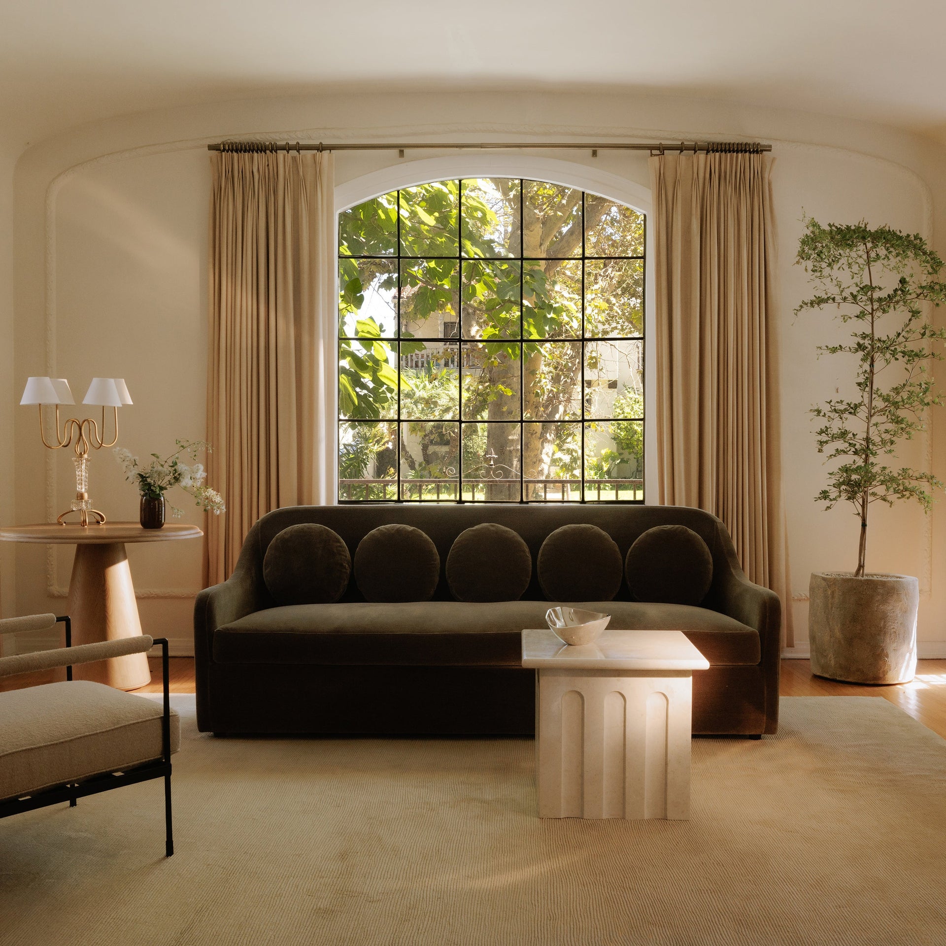 Bria Sofa Dark Green Faux Mohair