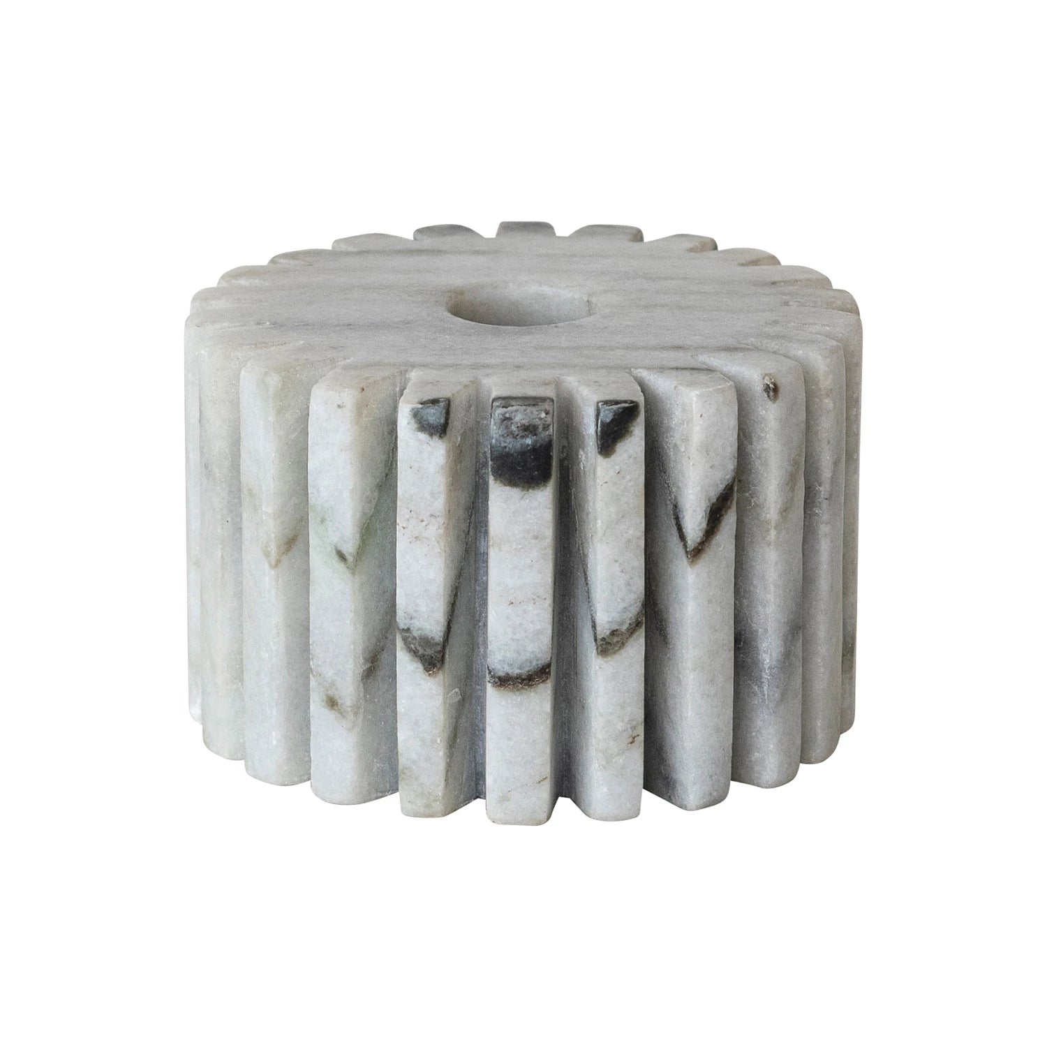Marble Cogged Candle Holder (Two Sizes)