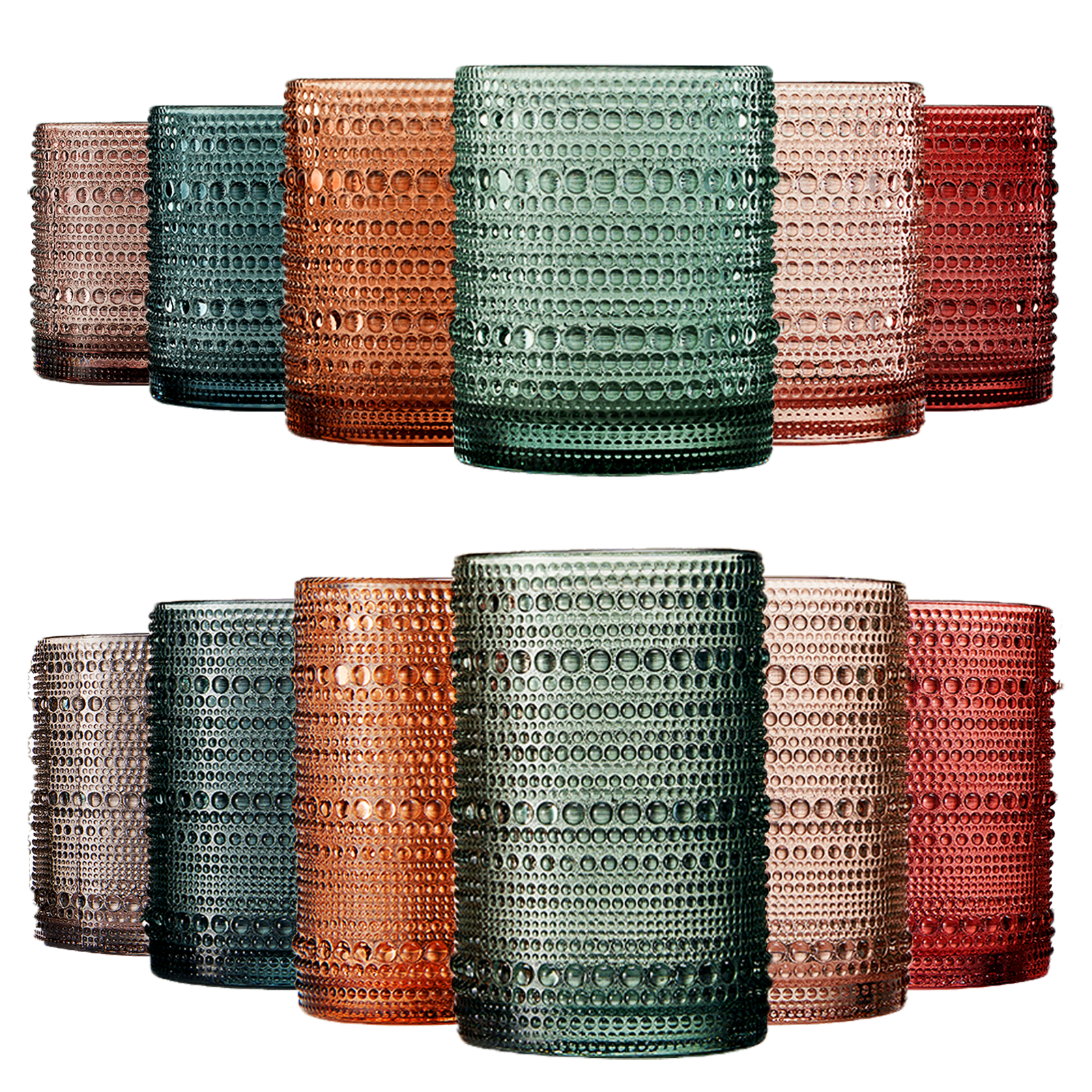 Beaded Colored Drinking Glass Tall
