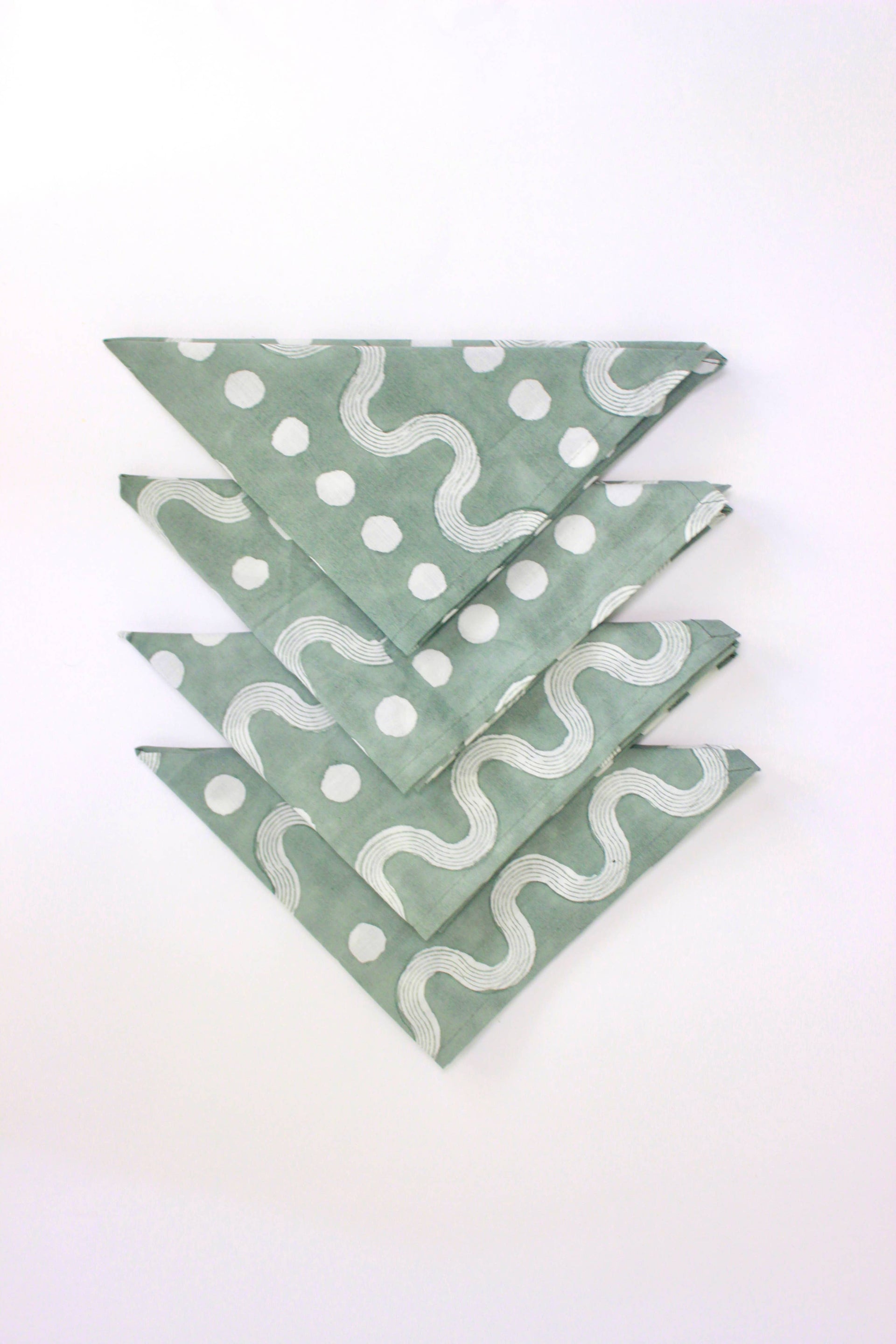 Sage Wave & Dots Napkin