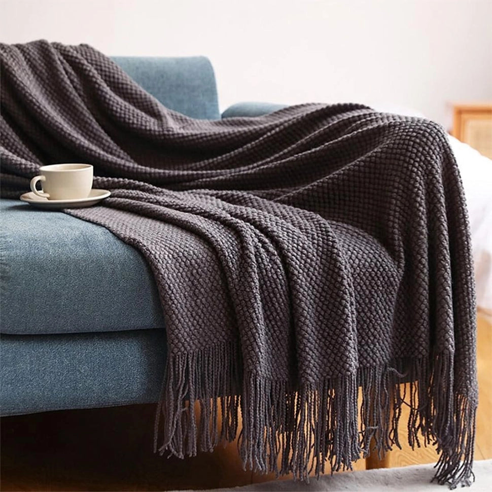 Textured Fringe Throw