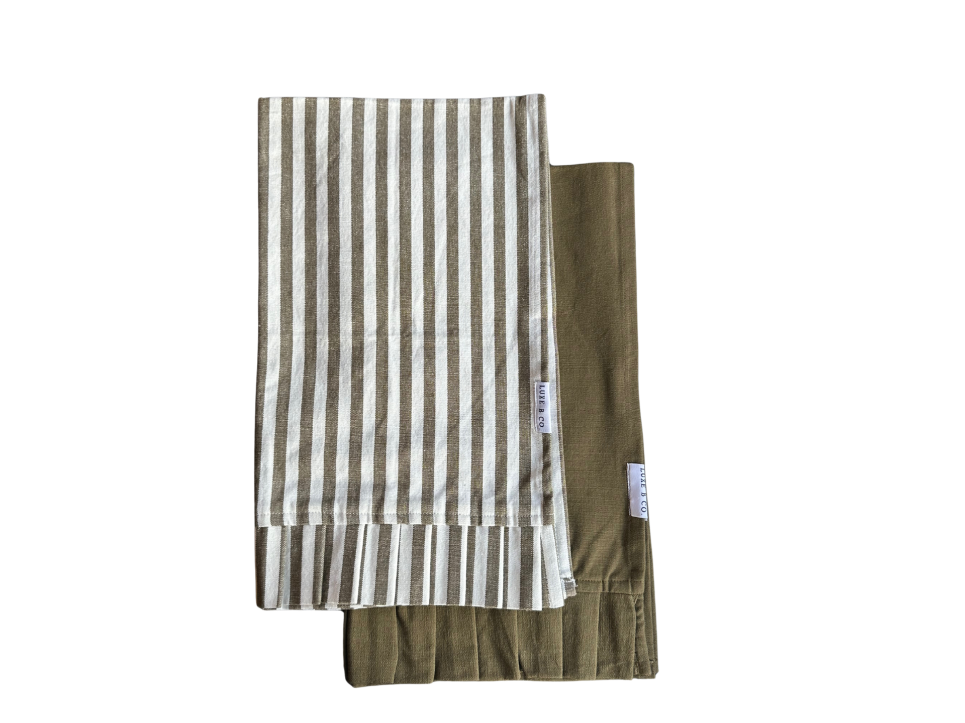 Olive & White Stripes Ruffle Dish Towel