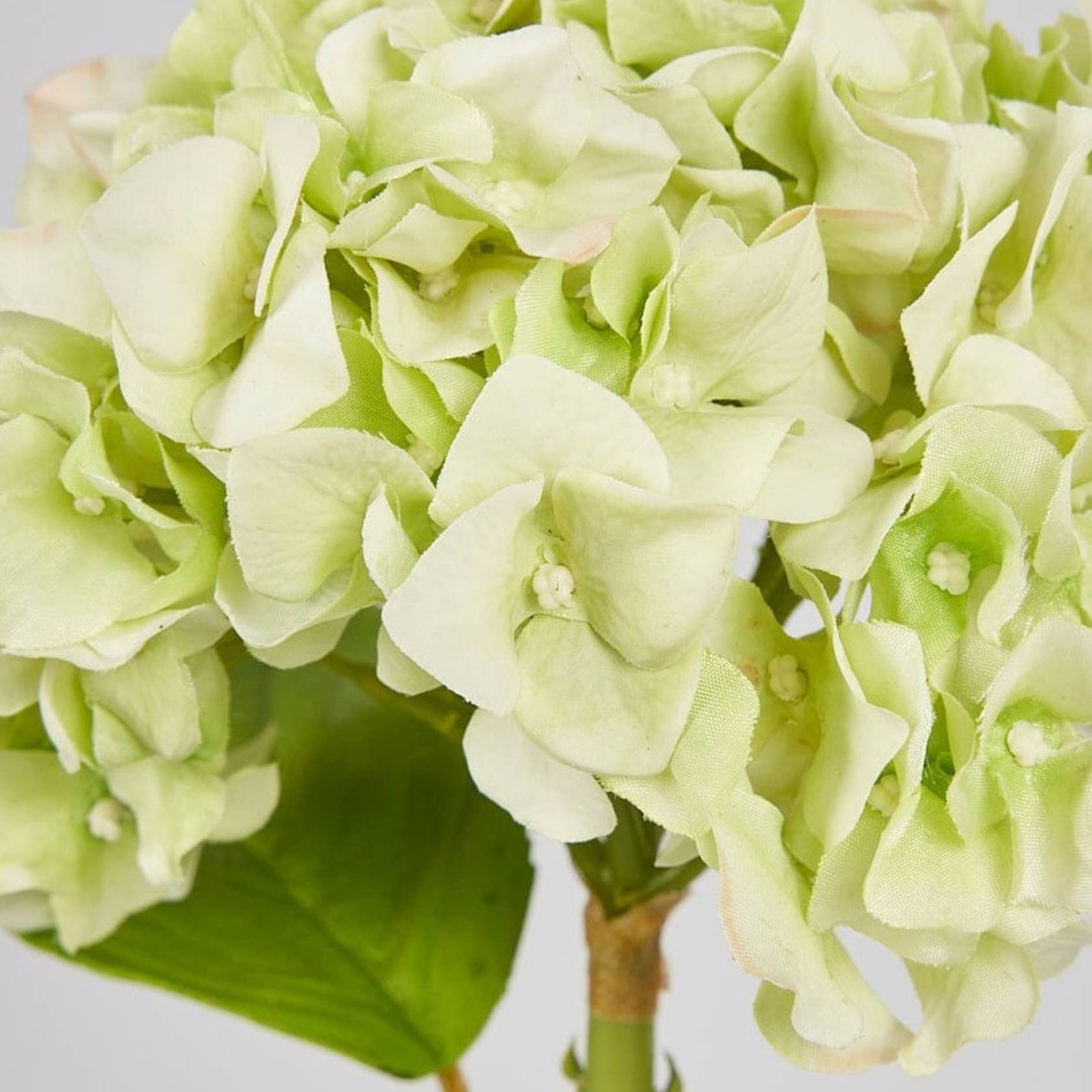 Faux Flowers French Country Green Real Touch Hydrangea - 18"