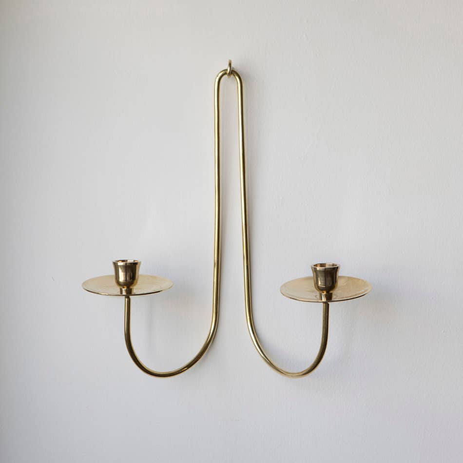 Double Arm Brass Candle Holder