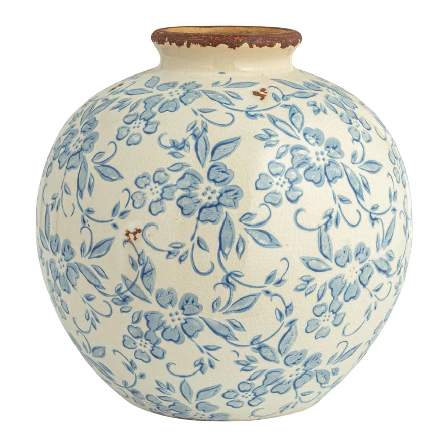 Vintage Blue Transferware Vase