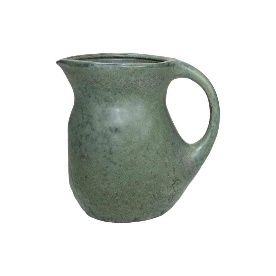 Green Stoneware Pitcher
