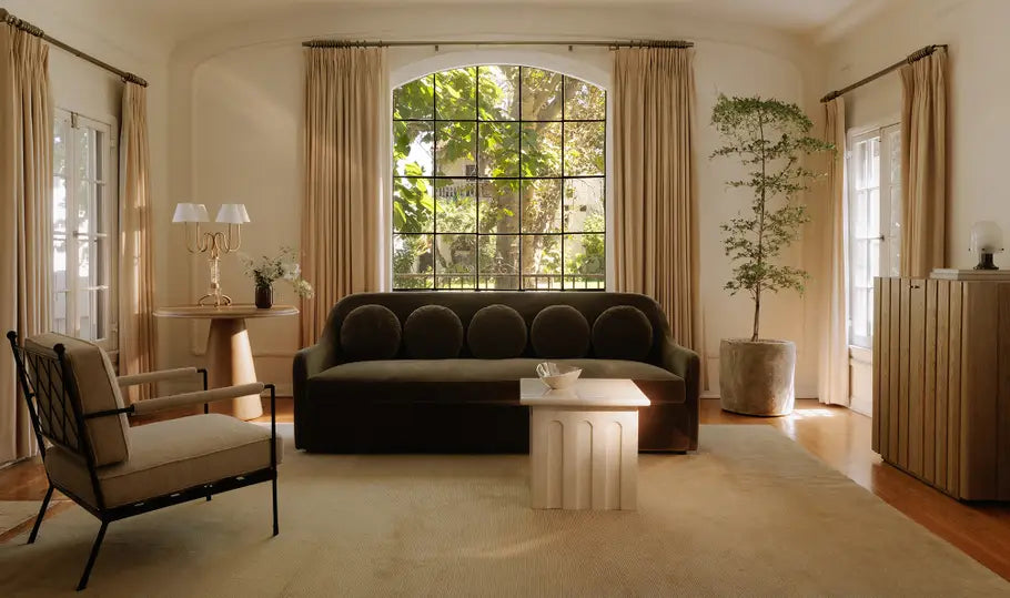 Bria Sofa Dark Green Faux Mohair